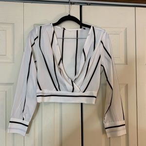 Black and White Pinstripe Crop Top